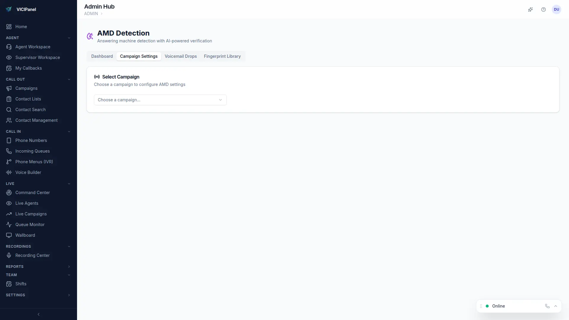 AMD admin, layer configuration + fingerprint stats