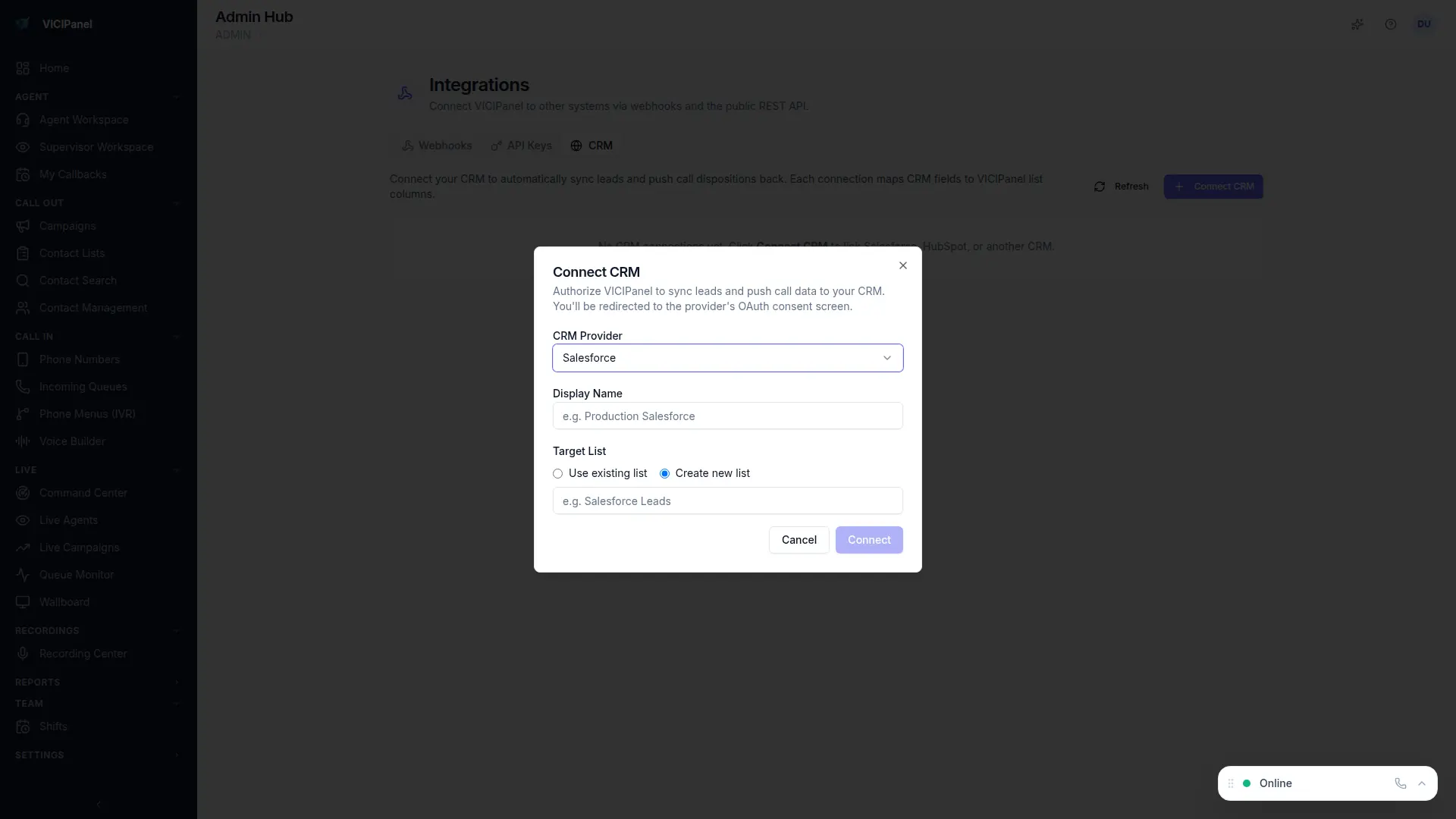 CRM connection cards